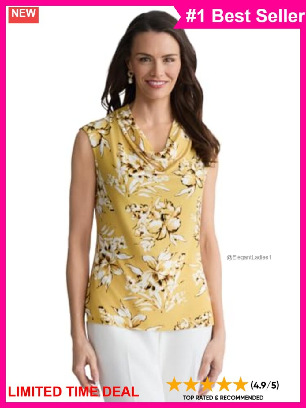 Draped Cowl Neck Cap Sleeve Knit Top Business Casual Blouse
